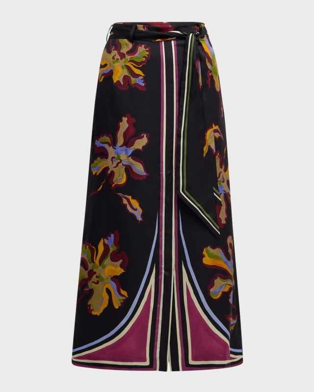 Floral Seduction Printed A-Line Midi Skirt