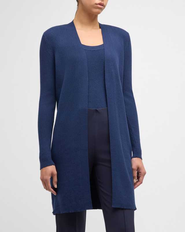 Marla Ribbed Open-Front Cotton Sweater