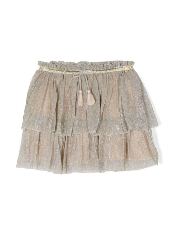 metallic ruffled miniskirt
