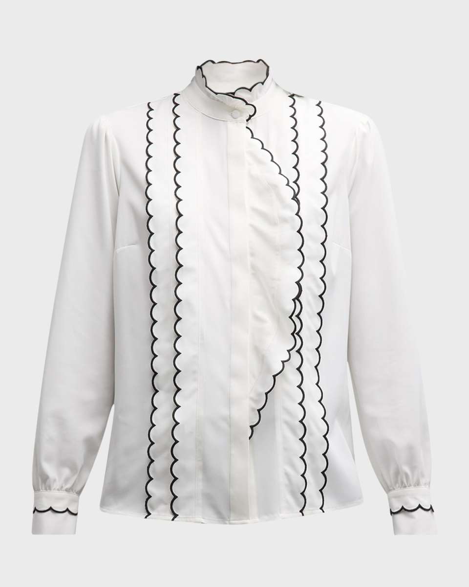 The Rae Scalloped Button-Down Blous