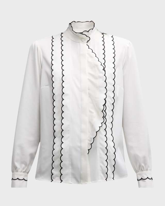 The Rae Scalloped Button-Down Blous