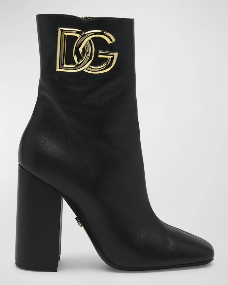 DG Medallion Leather Ankle Booties