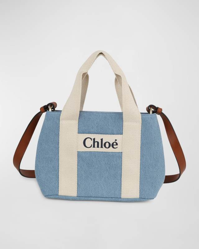 Kid's Denim Grosgrain Crossbody Bag