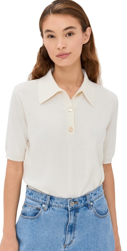Róhe Short Sleeve Knitted Polo Off-White