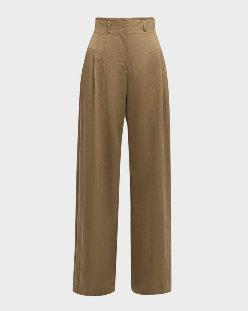 Delvine High-Rise Pleated Wide-Leg Pants