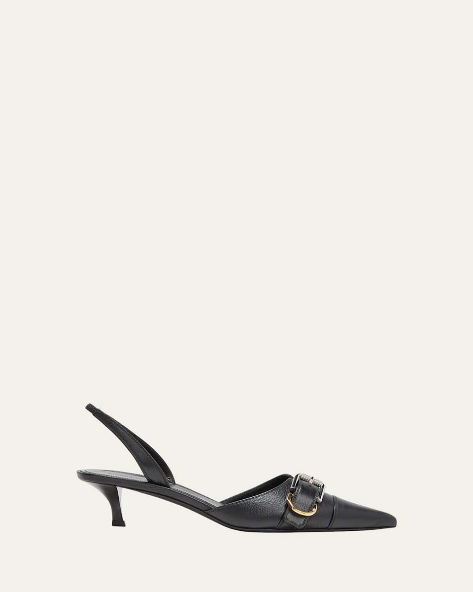 Voyou Leather Buckle Slingback Pumps