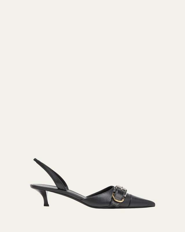 Voyou Leather Buckle Slingback Pumps