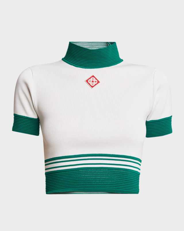 Tennis-Inspired Draped Cropped Top