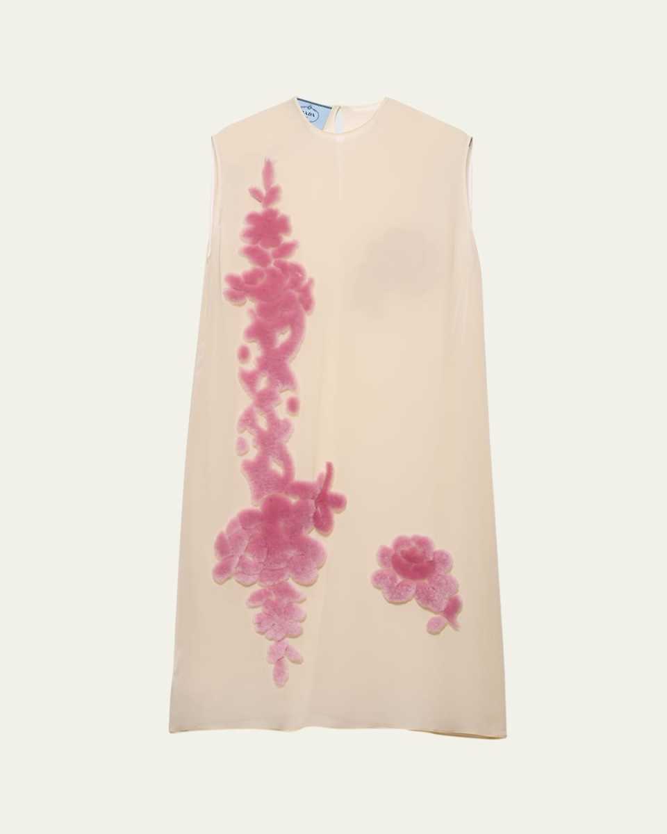 Georgette Shearling Midi Dress