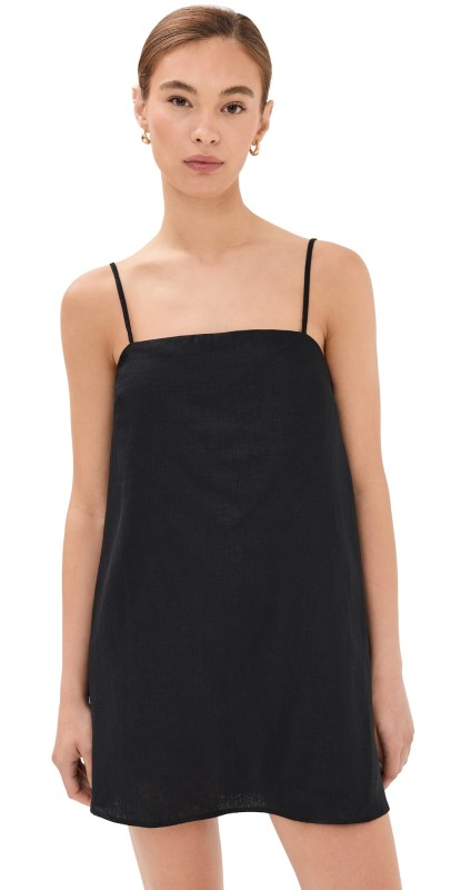Reformation Aubree Linen Dress Black
