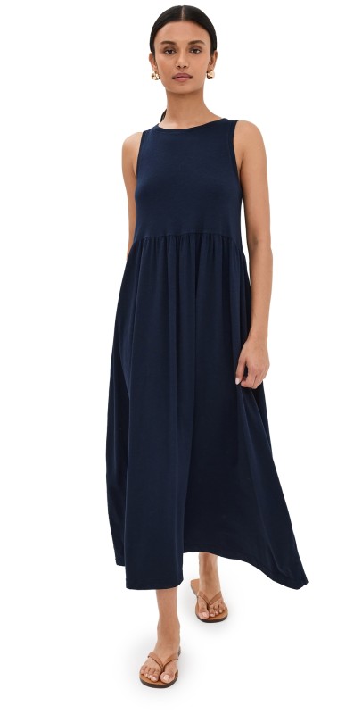 perfectwhitetee Slub Jersey Tiered Dress Navy