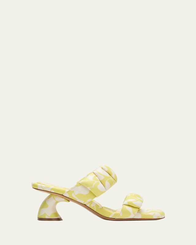 Printed Leather Dual-Band Slide Sandals