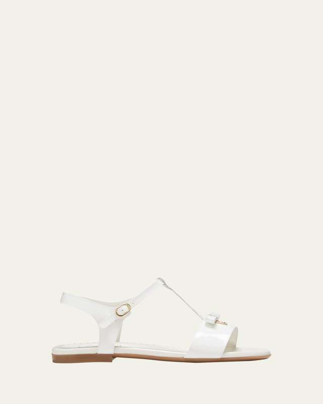 Girl's DG Logo Patent Leather Sandals, Kids