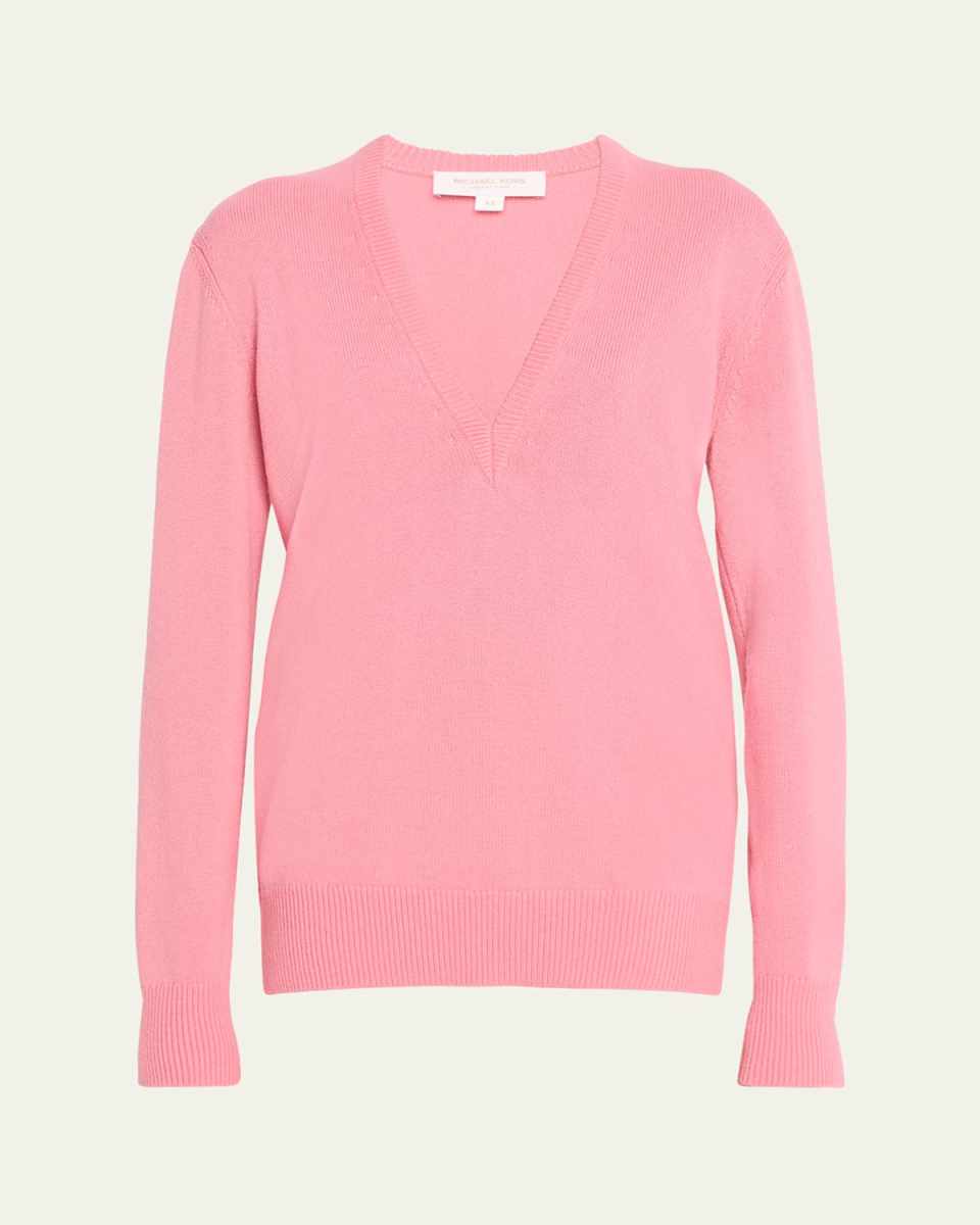 Cashmere Push-Sleeve Knit Sweater