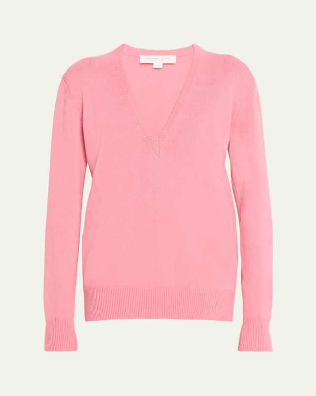Cashmere Push-Sleeve Knit Sweater