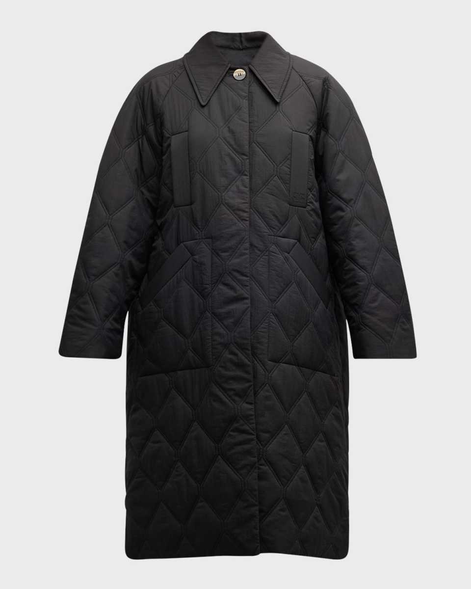 Quilted Raglan Midi Coat