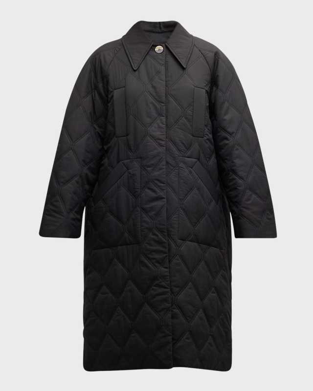Quilted Raglan Midi Coat