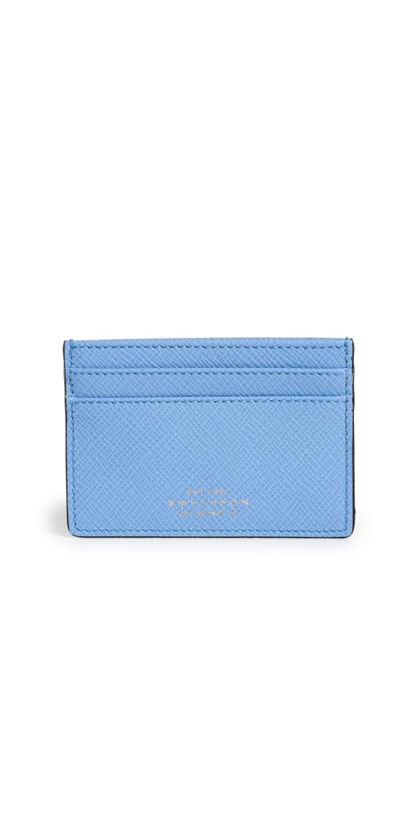Smythson Flat Card Holder Nile Blue