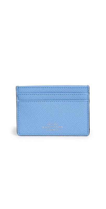 Smythson Flat Card Holder Nile Blue