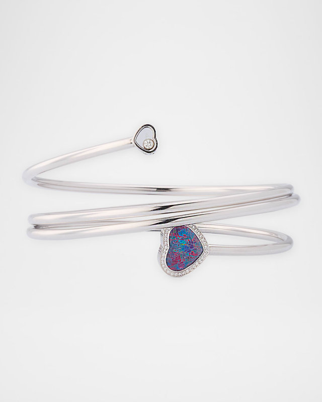 Happy Hearts 18K White Gold Opal & Diamond Bracelet