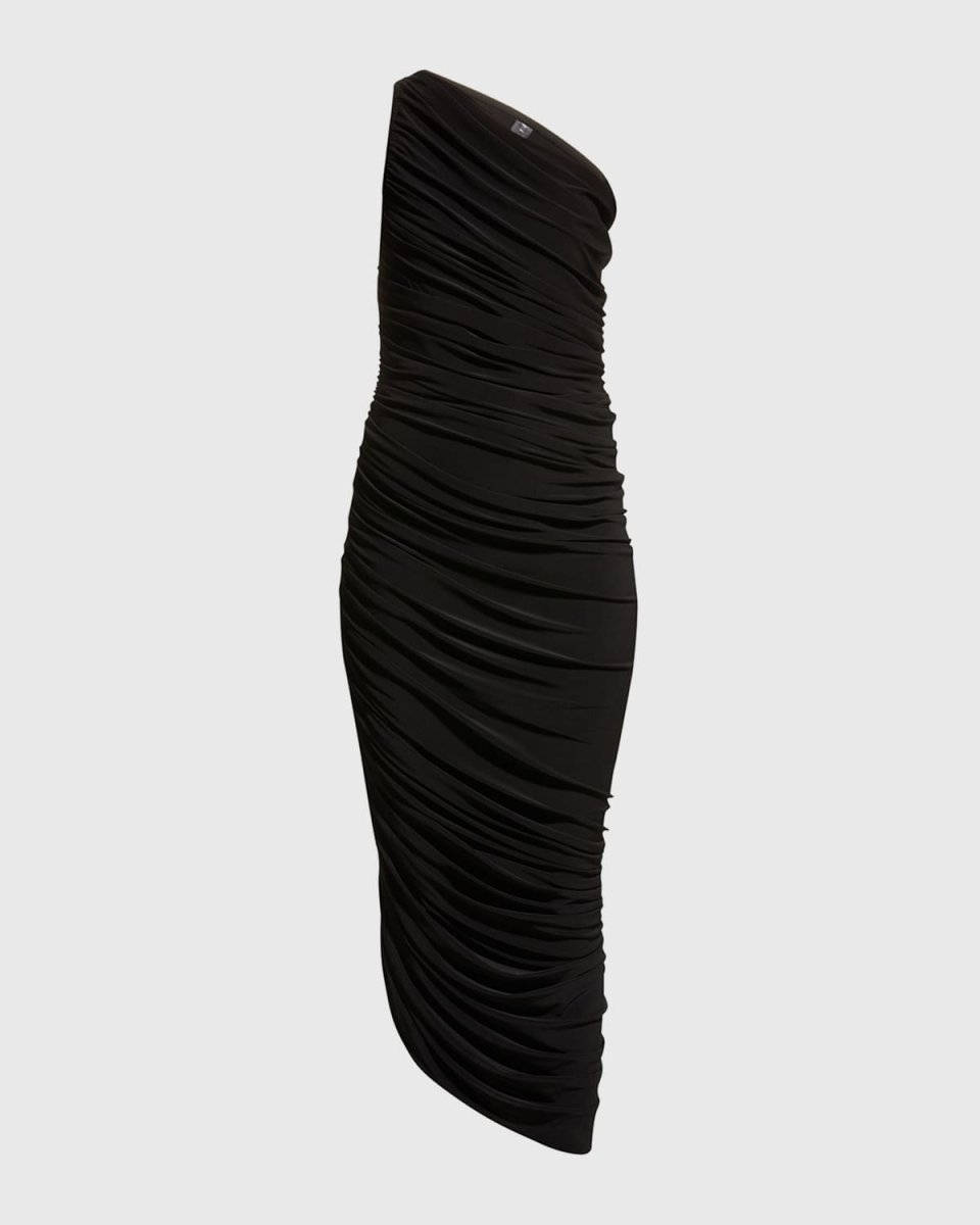 Diana One-Shoulder Shirred Midi Dress