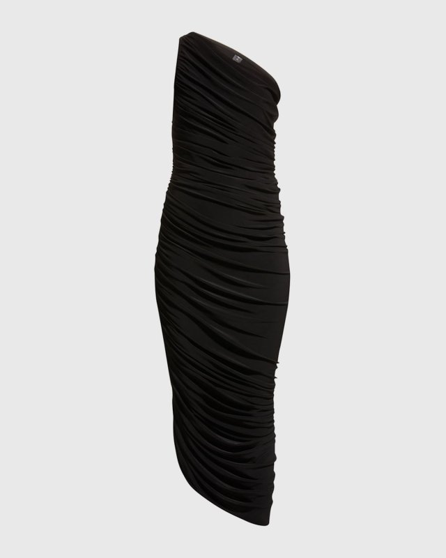 Diana One-Shoulder Shirred Midi Dress