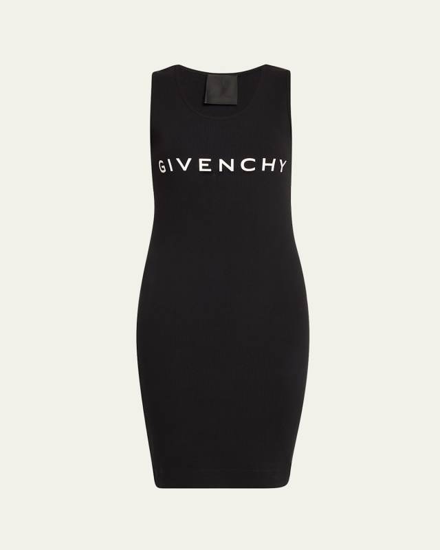 Short Ribbed Logo Body-Con Tank Dress