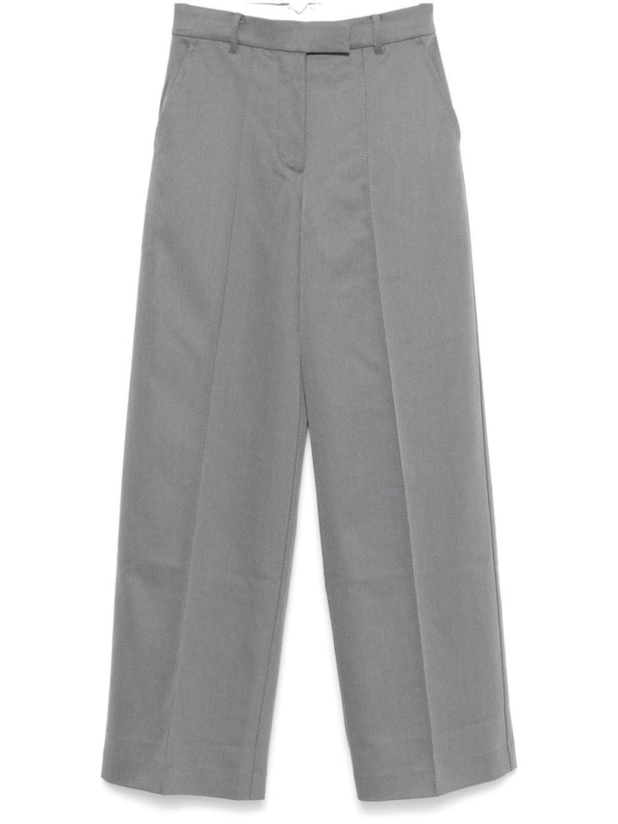 twill-weave striped trousers