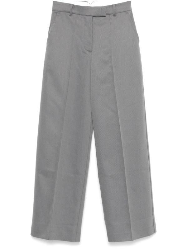 twill-weave striped trousers