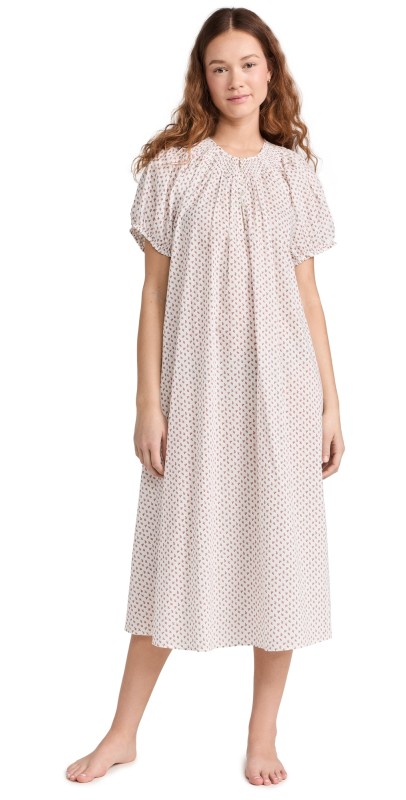 THE GREAT. The Smocked Sleep Dress Calico Rose