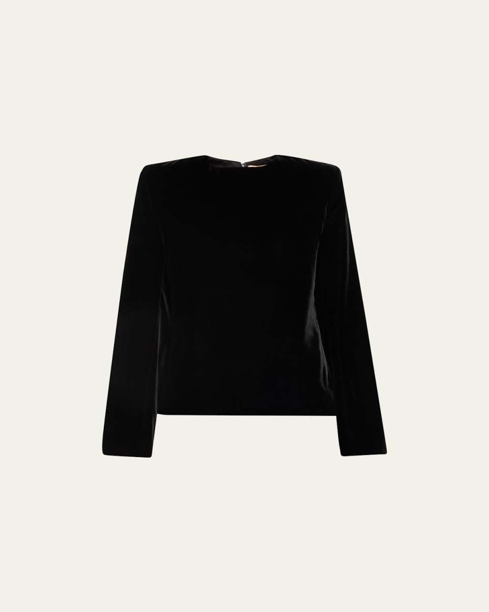 Velvet Long-Sleeve Blouse