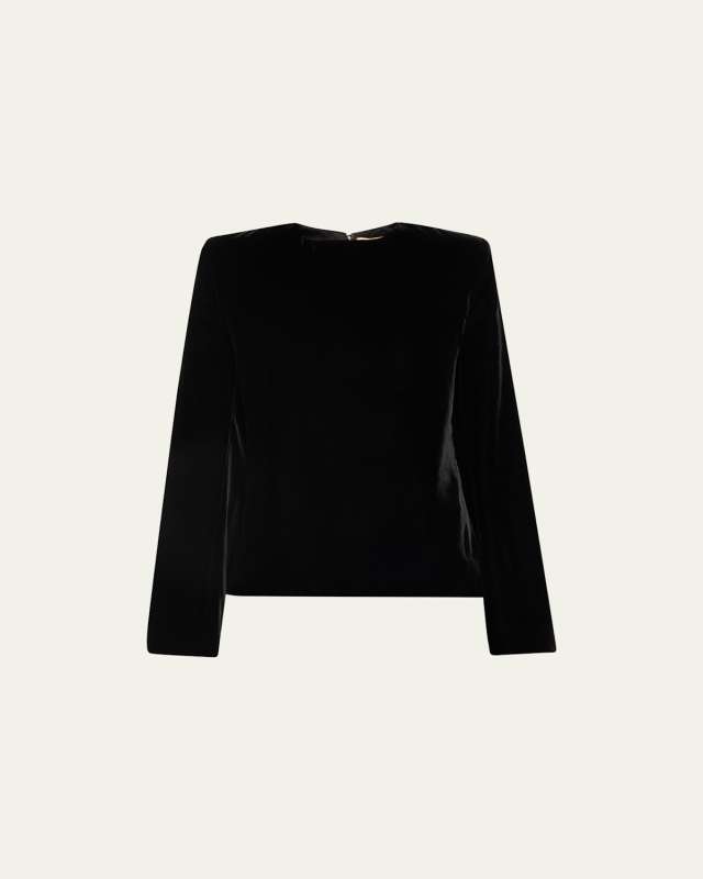 Velvet Long-Sleeve Blouse