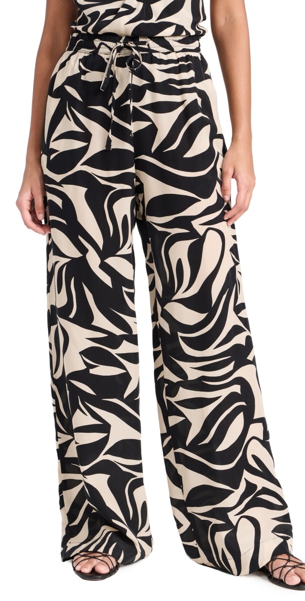 Enza Costa Resort Pants Abstract Tropical Cupro
