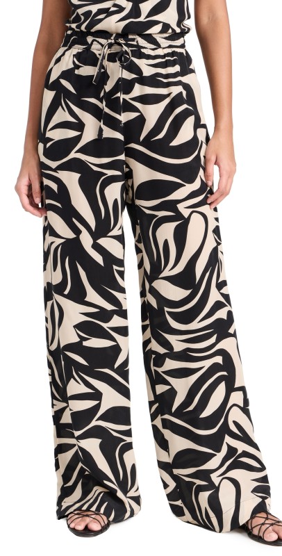 Enza Costa Resort Pants Abstract Tropical Cupro