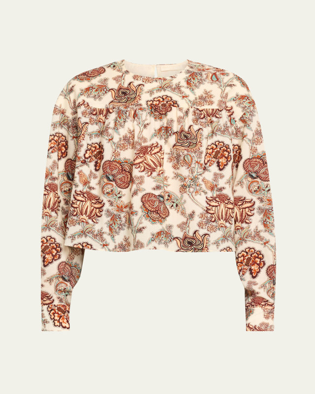 Esen Wool-Blend Floral-Print Blouse