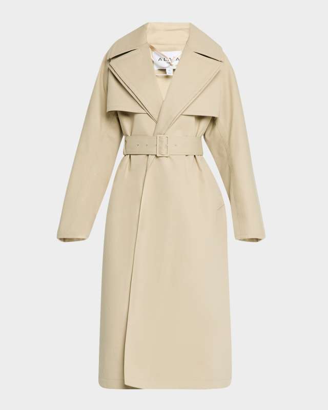 Slit-Sleeve Belted Layered Trench Coat