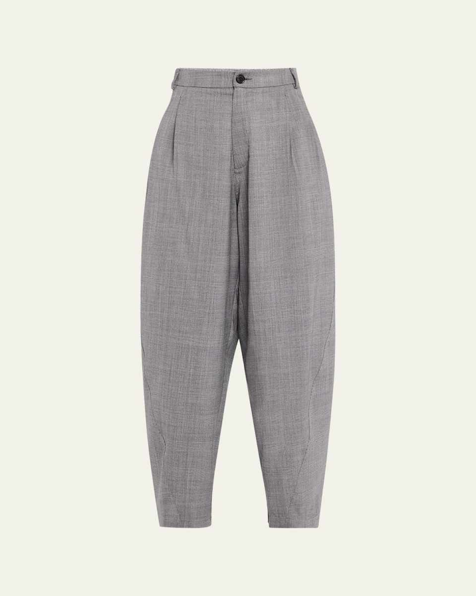 Phebe Check Wool Wide-Leg Pants