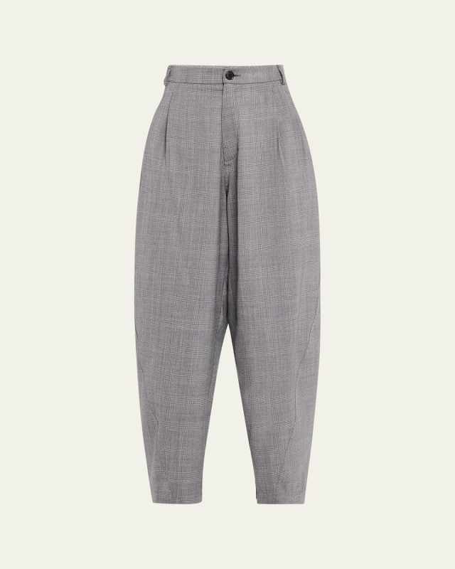 Phebe Check Wool Wide-Leg Pants