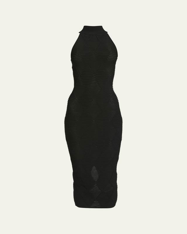 Diamond Textured Knit Midi Dress