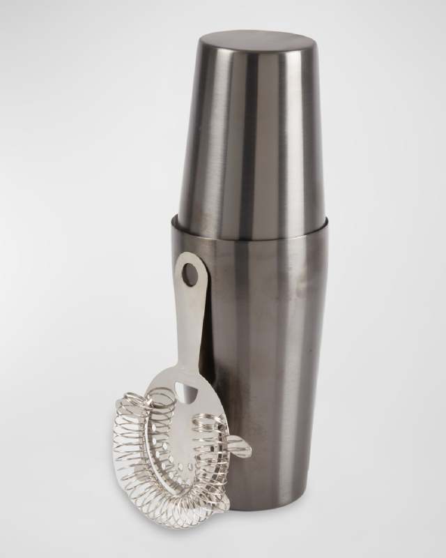 Boston Gunmetal Cocktail Shaker with Strainer