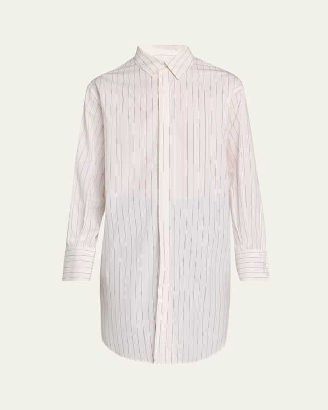 Marcella Stripe Poplin Button Down Long Shirt