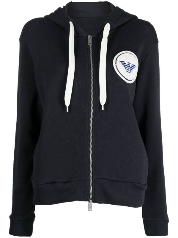 logo-embroidered hooded jacket