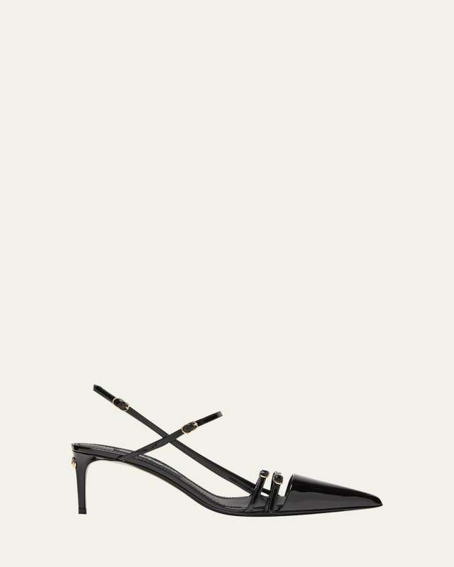 Patent Multi Buckle Slingback Pumps