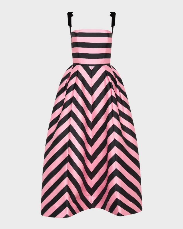 Jocelyn Square-Neck Chevron Midi Dress