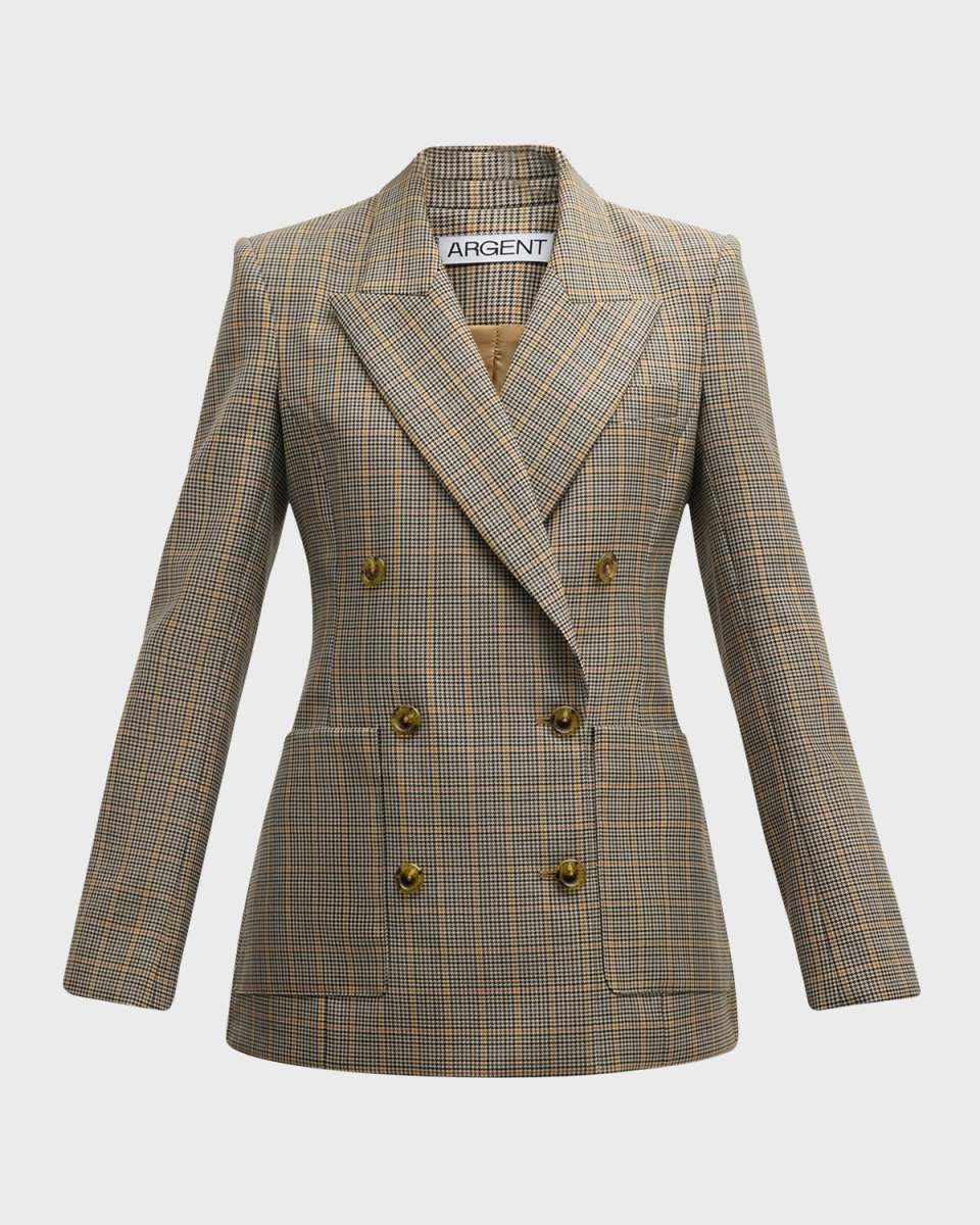 Chelsea Double-Breasted Plaid Blazer