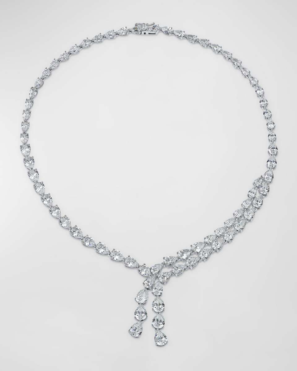Layered Cubic Zirconia Pear Statement Y Necklace