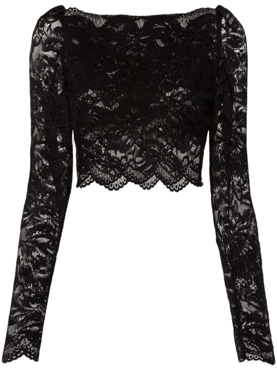 floral-lace cropped top