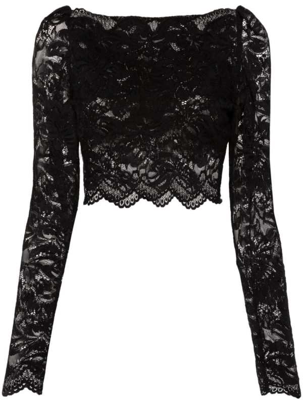 floral-lace cropped top