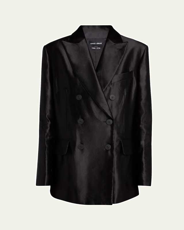 Shiny Linen and Silk Blazer Jacket