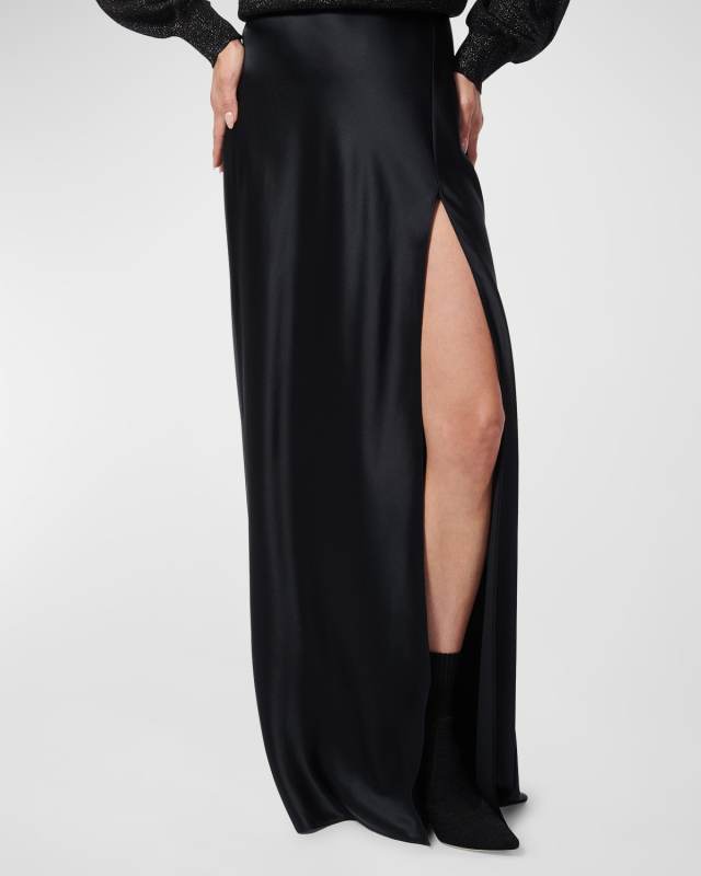 Silk Maxi Slit Skirt